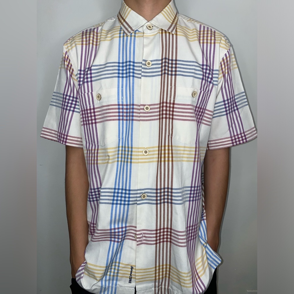 Tommy Bahama Button Down Short Sleeve Shirt Plaid Mens Size Medium